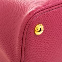 Pre Owned Prada Pink Saffiano Cuir Leather Double Handle Tote