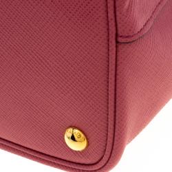 Pre Owned Prada Pink Saffiano Cuir Leather Double Handle Tote