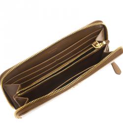 Pre Owned Prada Brown Saffiano Leather Zip Around Wallet