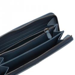 Pre Owned Prada Powder Blue Saffiano Leather Zip Around Wallet