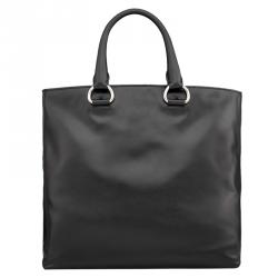 Pre Owned Prada Black Soft Calf Leather Large Shopping Tote
