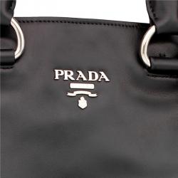 Pre Owned Prada Black Soft Calf Leather Large Shopping Tote