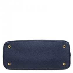 Pre Owned Prada Dark Blue Saffiano Lux Leather Small Tote