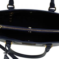 Pre Owned Prada Dark Blue Saffiano Lux Leather Small Tote