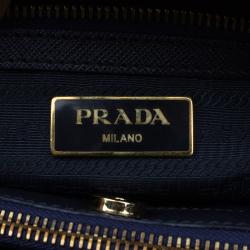 Pre Owned Prada Dark Blue Saffiano Lux Leather Small Tote