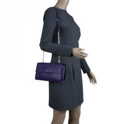 Pre Owned Prada Purple Lux Calf Leather Double Shoulder Bag