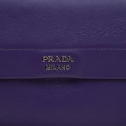 Pre Owned Prada Purple Lux Calf Leather Double Shoulder Bag