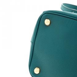 Pre Owned Prada Teal Green Saffiano Lux Leather Medium Double Zip Tote