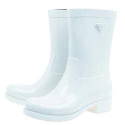 Pre Owned Prada Sport White Rubber Clay Rain Boots Size 38