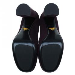 Pre Owned Prada Purple Suede Block Heel Platform Pumps Size 39