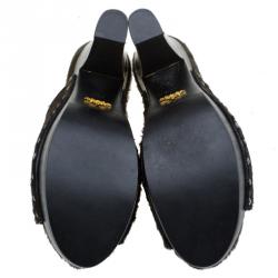 Pre Owned Prada Green Camouflage Calf Hair Platform Clogs Size 39.5