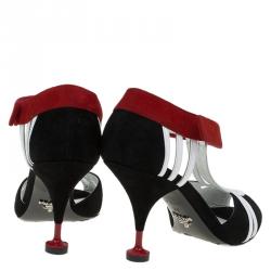 Pre Owned Prada Tricolor Leather and Suede Strappy Sandals Size 38