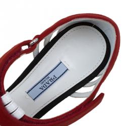 Pre Owned Prada Tricolor Leather and Suede Strappy Sandals Size 38