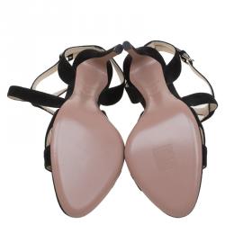 Pre Owned Prada Black Suede Cross Strap Sandals Size 38