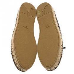 Pre Owned Prada Black Leather Bow Detail  Espadrilles Size 36