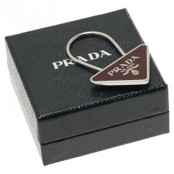 Prada Brown Triangle Logo Key Chain