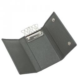 Prada Grey Saffiano Portachiavi 6 Ganci Ring Key Holder 