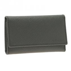 Prada Grey Saffiano Portachiavi 6 Ganci Ring Key Holder 