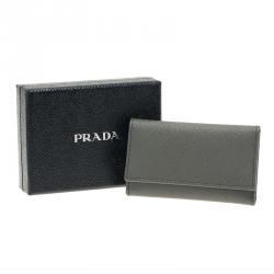 Prada Grey Saffiano Portachiavi 6 Ganci Ring Key Holder 