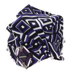 Prada Purple Printed Pleated Satin Turban Size M