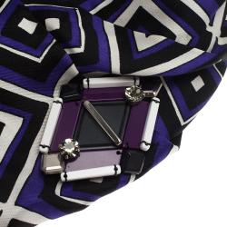 Prada Purple Printed Pleated Satin Turban Size M
