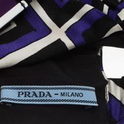 Prada Purple Printed Pleated Satin Turban Size M