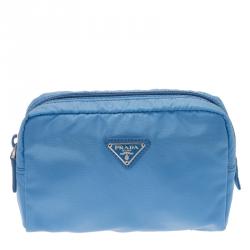 Pre Owned Prada Blue Nylon Vela Cosmetic Pouch