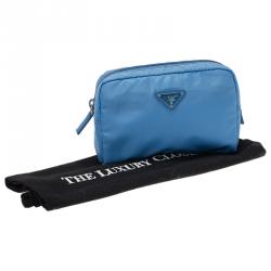 Pre Owned Prada Blue Nylon Vela Cosmetic Pouch