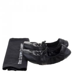 Pre Owned Prada Sport Black Leather And Fabric Scrunch Lace Up Sneakers Size 38.5