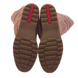 Pre Owned Prada Sport Brown Leather Slouched Over The Knee Boots Size 37