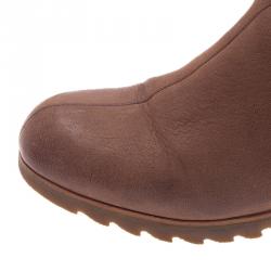 Pre Owned Prada Sport Brown Leather Slouched Over The Knee Boots Size 37