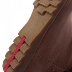 Pre Owned Prada Sport Brown Leather Slouched Over The Knee Boots Size 37