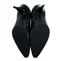 Pre Owned Prada Sport Black Patent Scrunch Pointed Toe Pumps Size 38.5