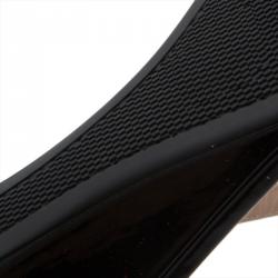 Pre Owned Prada Black Leather Logo Wedge Sandals Size 38.5