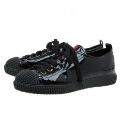 Pre Owned Prada Sport Black Patent Lace Up Sneakers Size 35