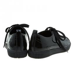 Pre Owned Prada Sport Black Patent Lace Up Sneakers Size 35