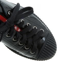 Pre Owned Prada Sport Black Patent Lace Up Sneakers Size 35