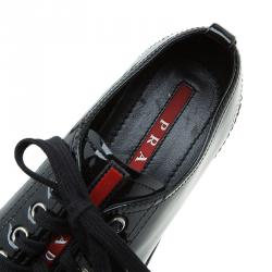 Pre Owned Prada Sport Black Patent Lace Up Sneakers Size 35