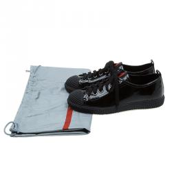 Pre Owned Prada Sport Black Patent Lace Up Sneakers Size 35