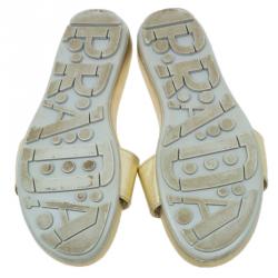 Pre Owned Prada Sport Gold Saffiano Leather Slides Size 38