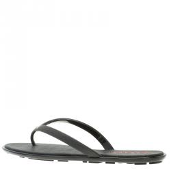 Pre Owned Prada Sport Black Crosshatched Thong Sandals Size 36