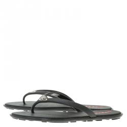 Pre Owned Prada Sport Black Crosshatched Thong Sandals Size 36