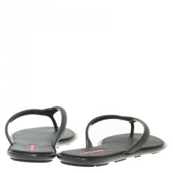 Pre Owned Prada Sport Black Crosshatched Thong Sandals Size 36