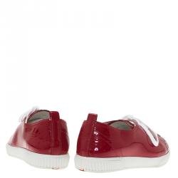 Pre Owned Prada Sport Red Patent Lace Up Sneakers Size 38.5