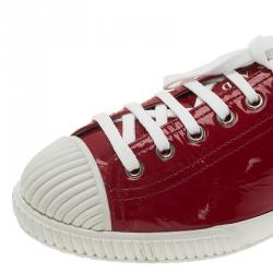 Pre Owned Prada Sport Red Patent Lace Up Sneakers Size 38.5