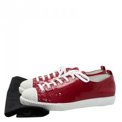 Pre Owned Prada Sport Red Patent Lace Up Sneakers Size 38.5