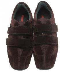 Pre Owned Prada Sport Brown Suede Velcro Sneakers Size 38.5
