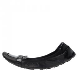 Prada Sport Black Patent Loafer Ballet Flats Size 38.5