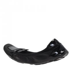 Prada Sport Black Patent Loafer Ballet Flats Size 38.5