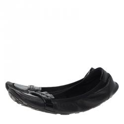 Prada Sport Black Patent Loafer Ballet Flats Size 38.5